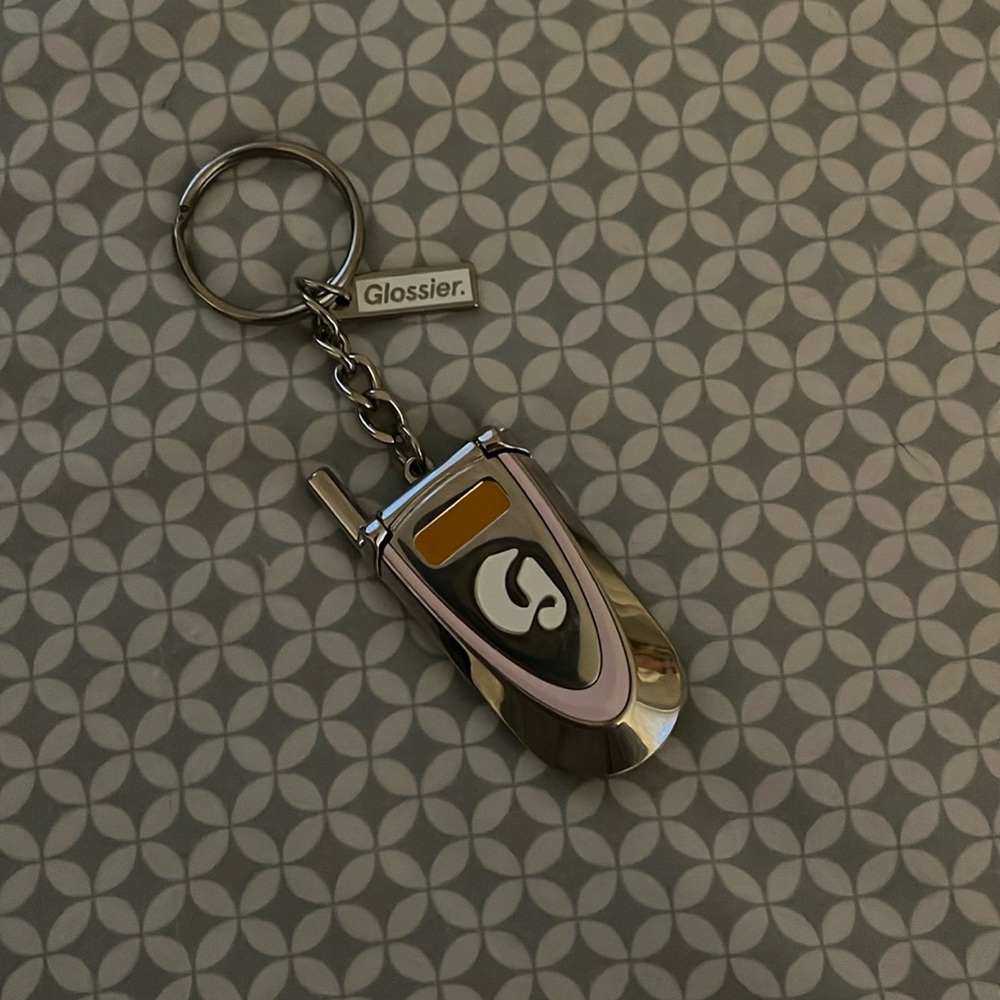 Glossier LA exclusive phone keychain